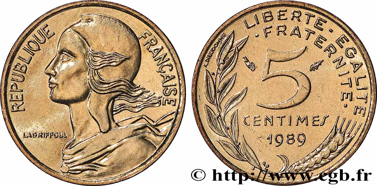 5 centimes Marianne 1989 Pessac F.125/25 MS