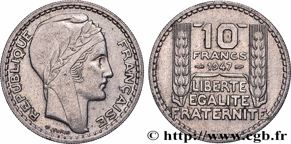 10 francs Turin, grosse tête 1947 F.361A/4 SUP