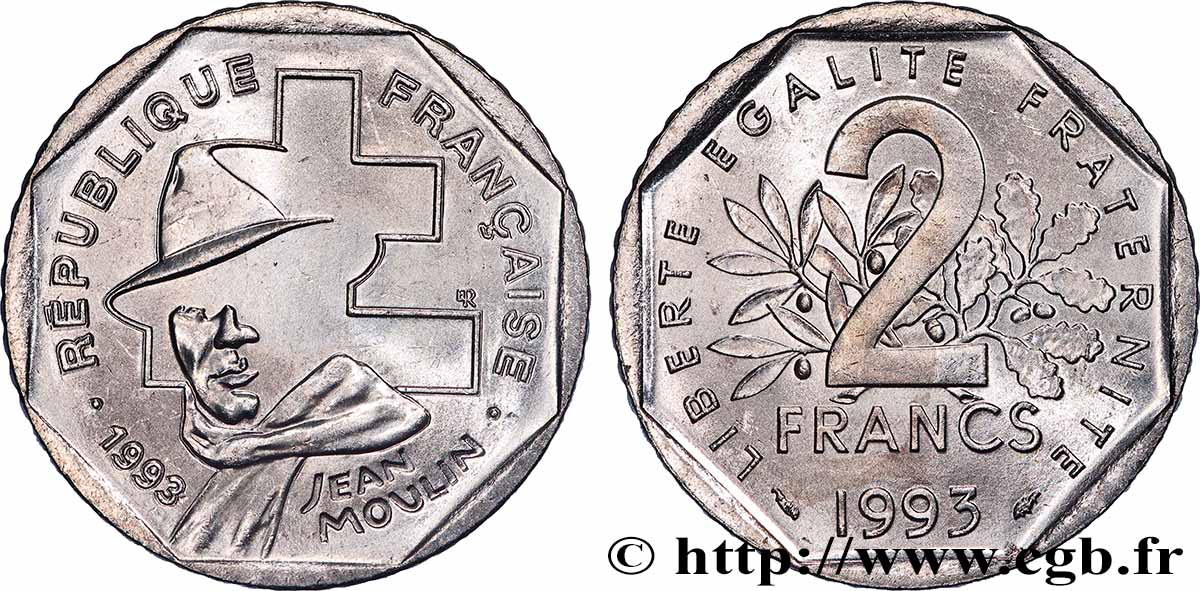 2 francs Jean Moulin 1993 F.273/2 MS