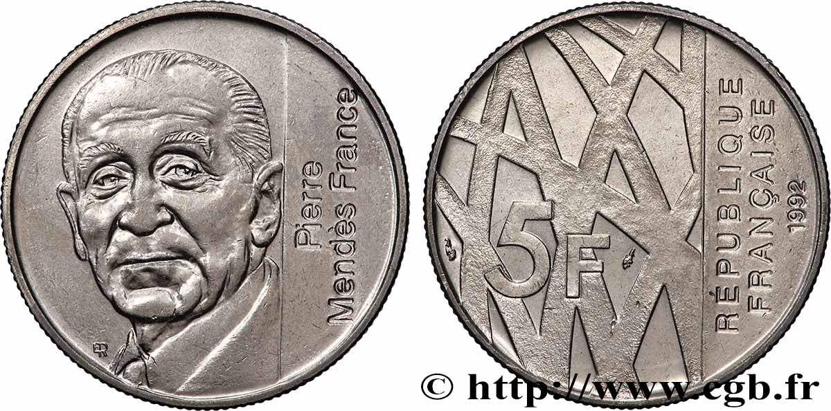 5 francs Mendès-France 1992 F.343/2 fST