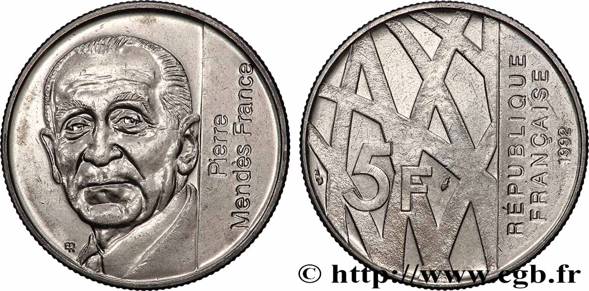 5 francs Mendès-France 1992 F.343/2 MS