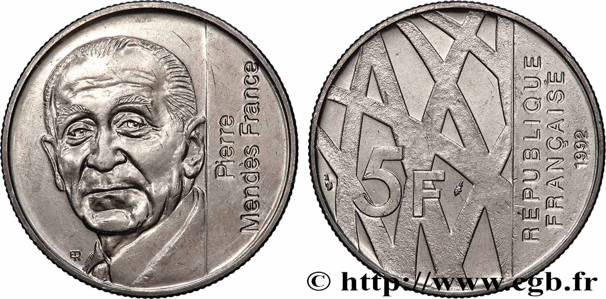 5 francs Mendès-France 1992 F.343/2 SPL