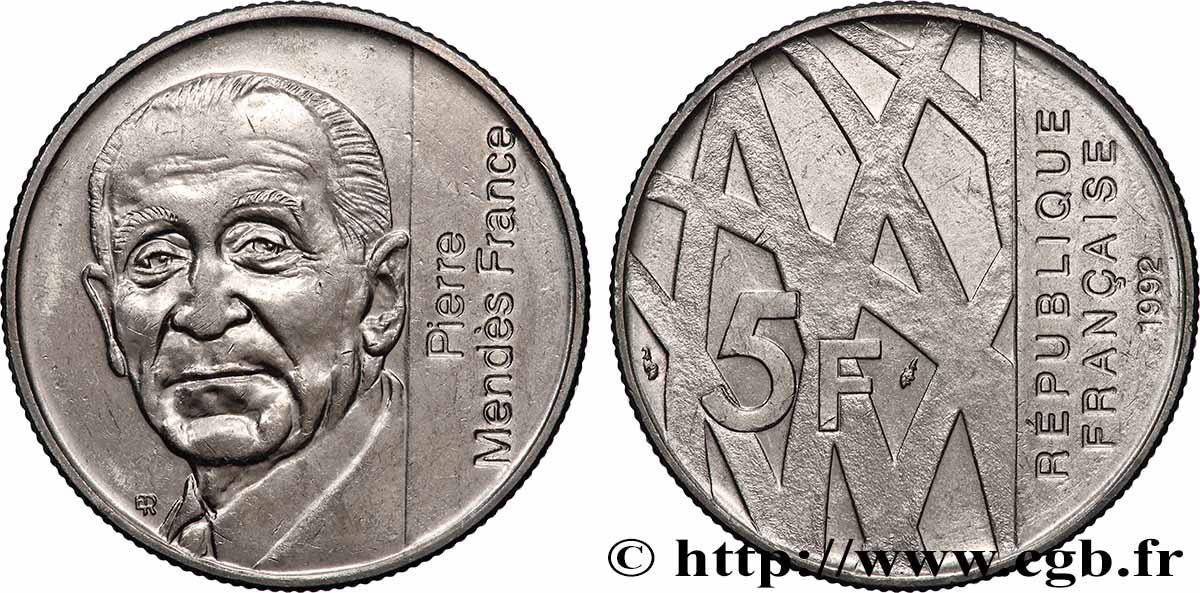 5 francs Mendès-France 1992 F.343/2 MS