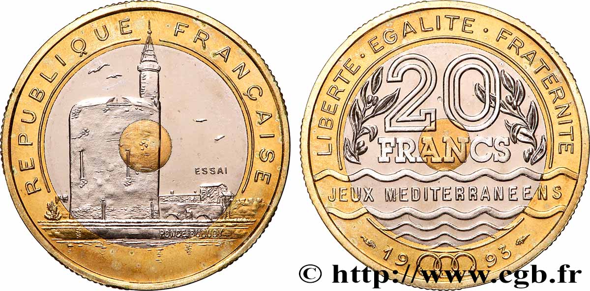 Essai de 20 francs Jeux Méditerranéens 1993 Pessac F.404/1 SPL+