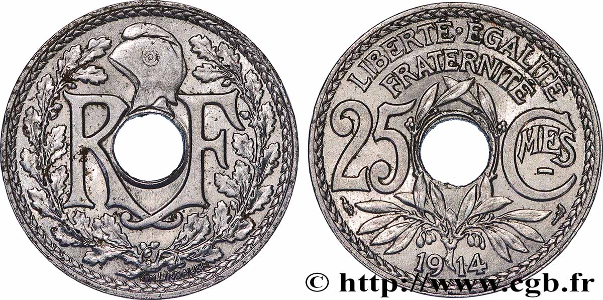 25 centimes Lindauer, Cmes souligné 1914 F.170/2 TTB+