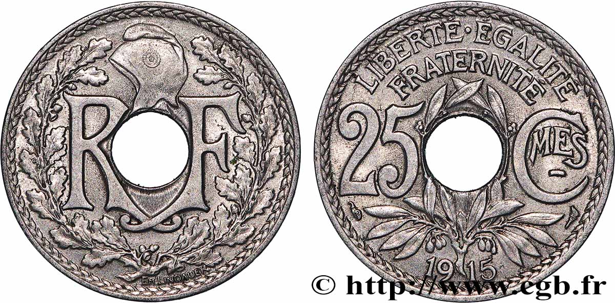 25 centimes Lindauer, Cmes souligné 1915 F.170/3 VZ