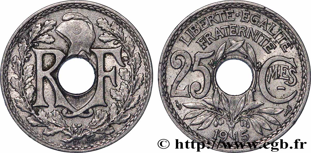 25 centimes Lindauer, Cmes souligné 1915 F.170/3 AU