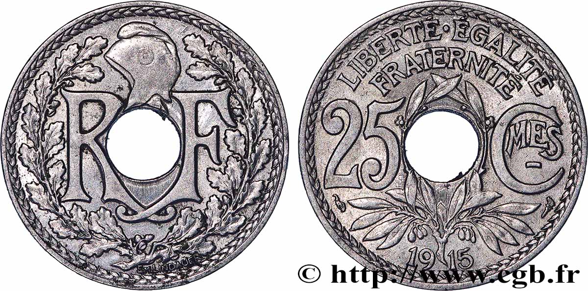 25 centimes Lindauer, Cmes souligné 1915 F.170/3 SUP