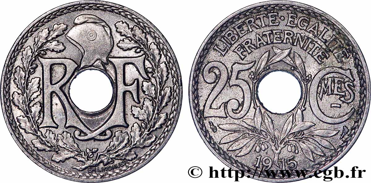 25 centimes Lindauer, Cmes souligné 1915 F.170/3 SPL
