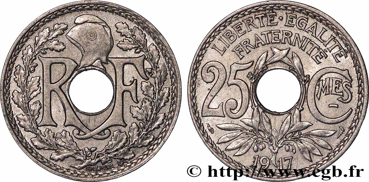 25 centimes Lindauer, Cmes souligné 1917 F.170/5 XF