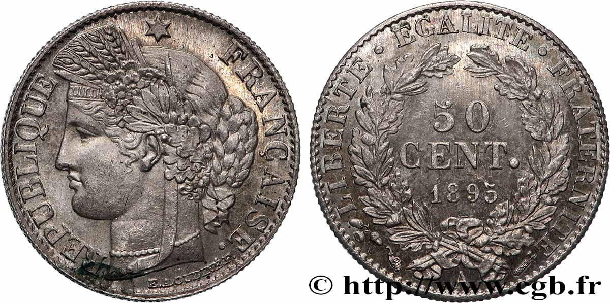 50 centimes Cérès, IIIe République 1895 Paris F.189/16 VZ+