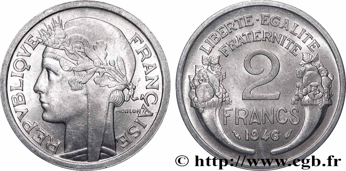 2 francs Morlon, aluminium 1946 F.269/8 SPL63