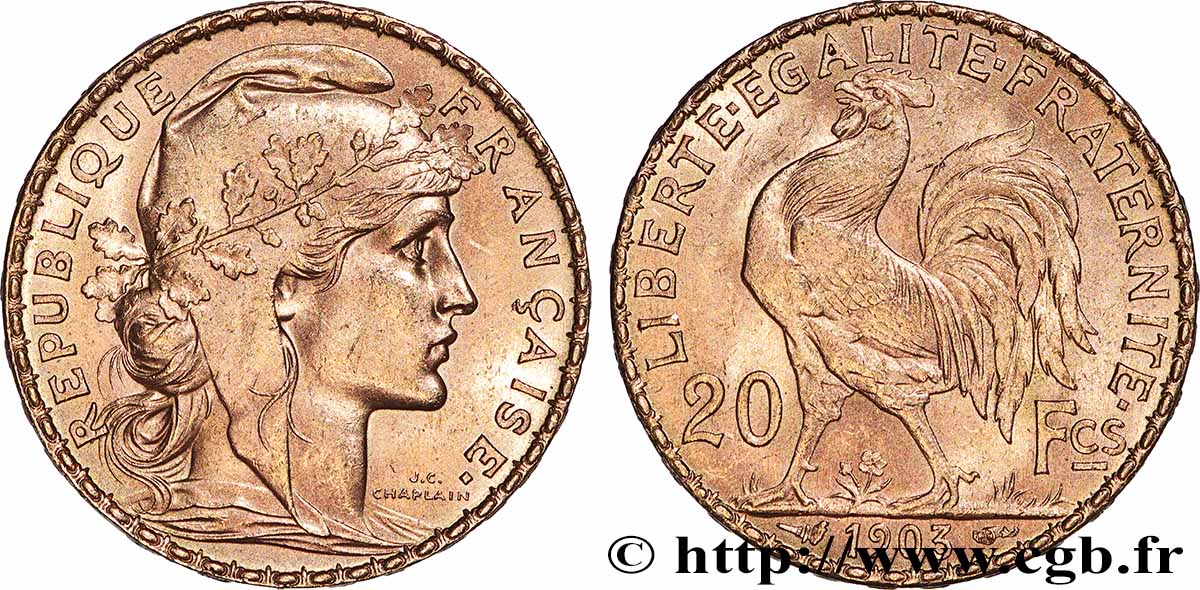 20 francs or Coq, Dieu protège la France 1903 Paris F.534/8 TTB+