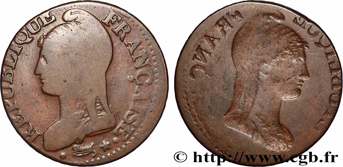 Cinq centimes Dupré, grand module, incuse du droit n.d. - F.115/- F