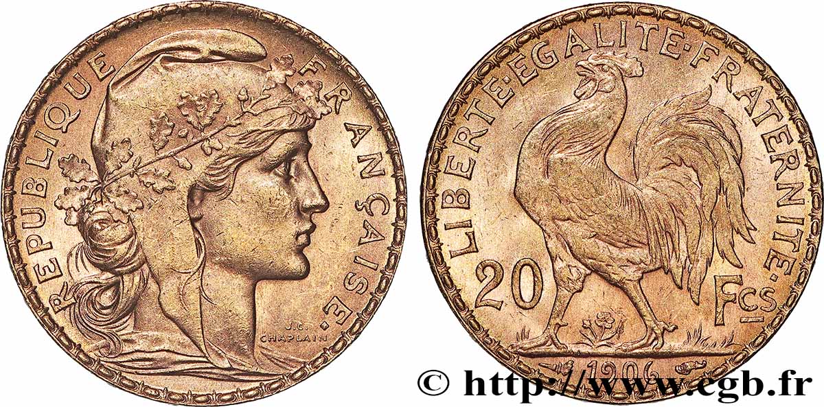 20 francs or Coq, Dieu protège la France 1906 Paris F.534/11 TTB+