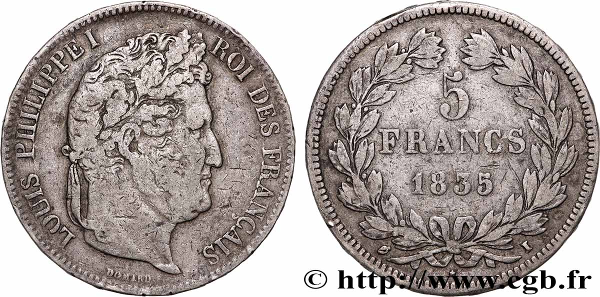 5 francs IIe type Domard 1835 Limoges F.324/47 TB