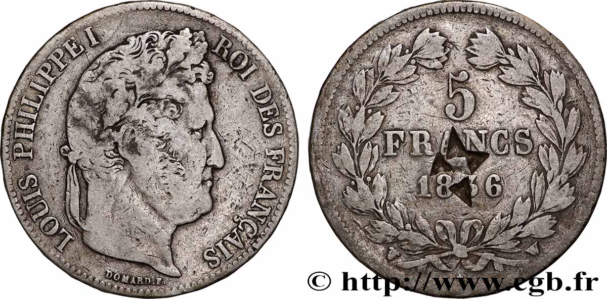 5 francs IIe type Domard 1836 Lille F.324/60 MB
