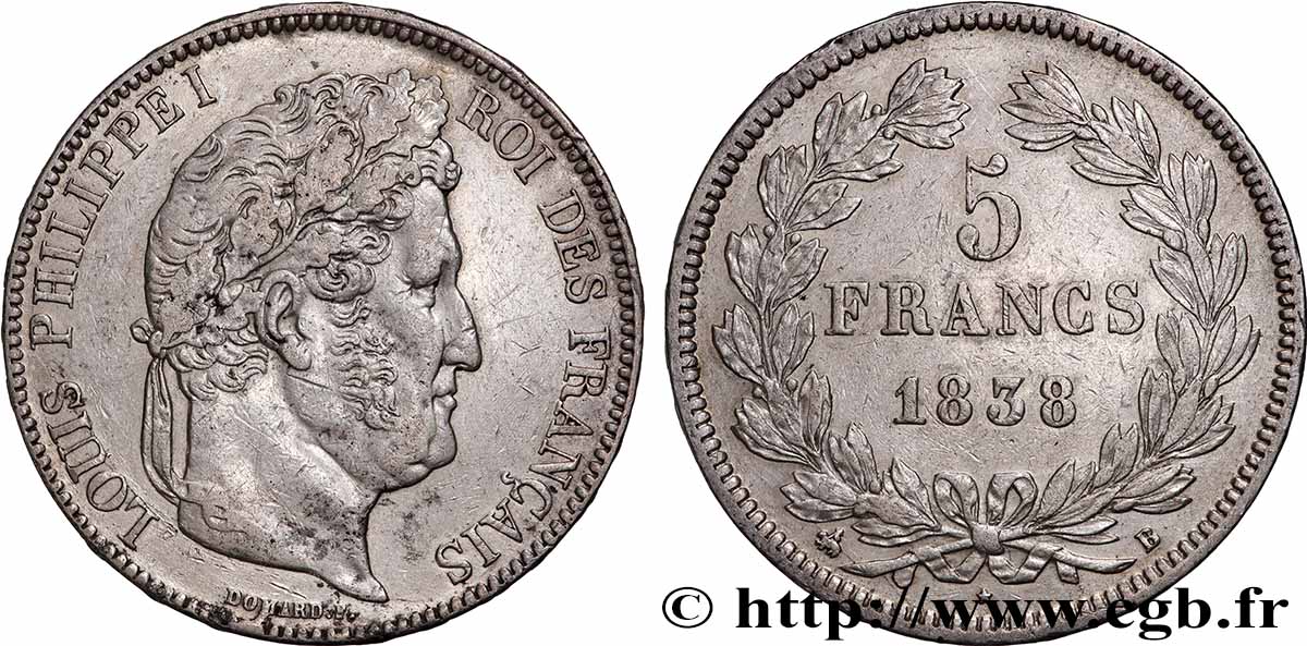 5 francs IIe type Domard 1838 Rouen F.324/69 TTB