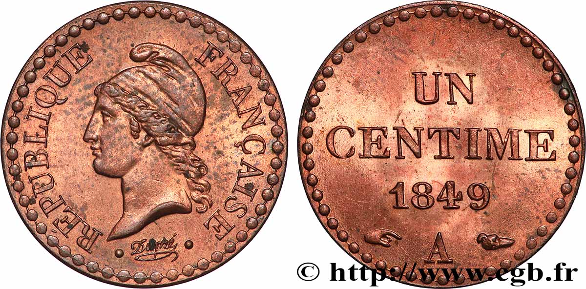 Un centime Dupré, IIe République 1849 Paris F.101/2 SPL63