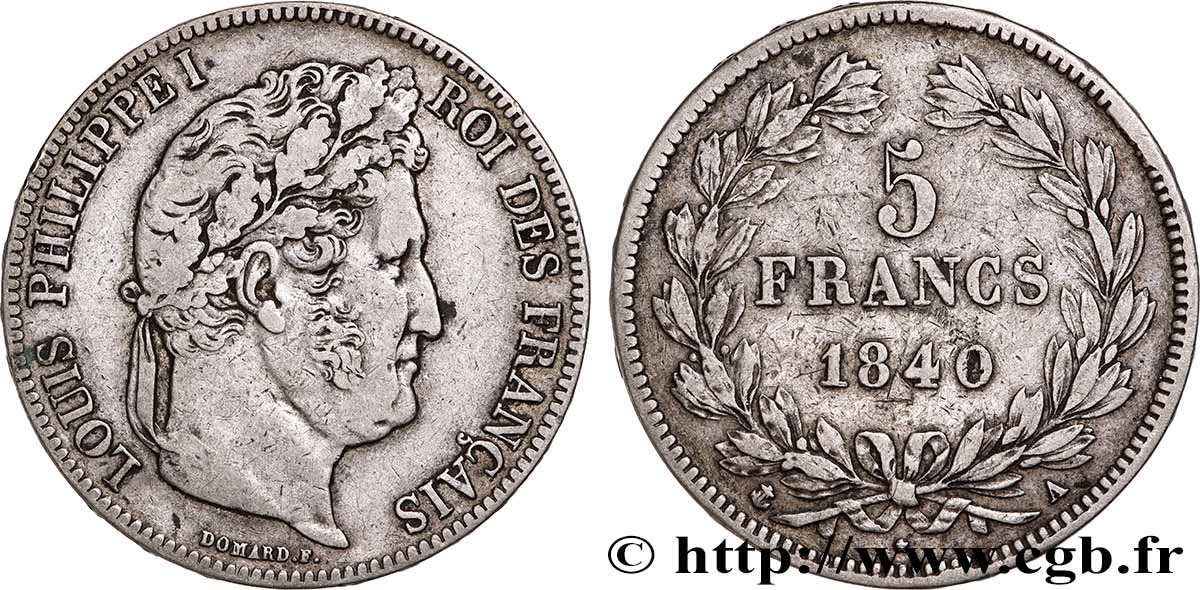 5 francs IIe type Domard 1840 Paris F.324/83 TB+