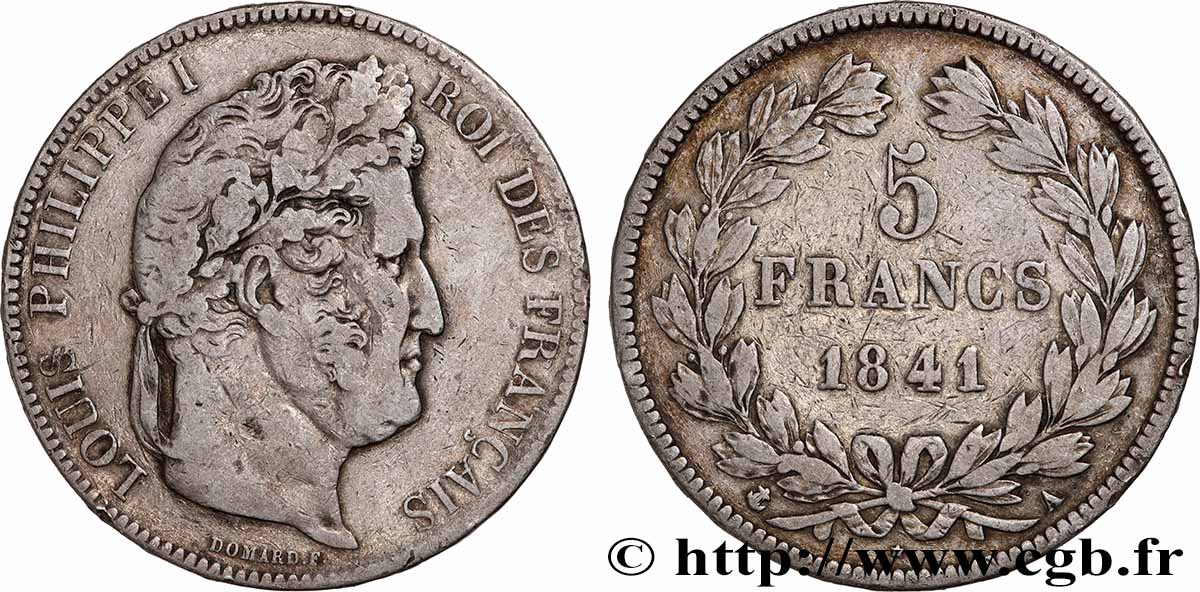 5 francs IIe type Domard 1841 Paris F.324/90 MB