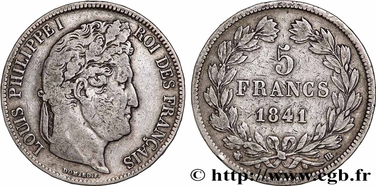 5 francs IIe type Domard 1841 Strasbourg F.324/92 TB