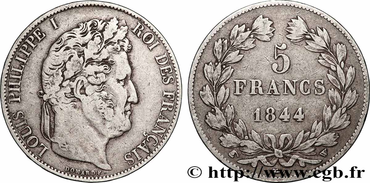 5 francs, IIIe type Domard 1844 Lille F.325/5 TB+