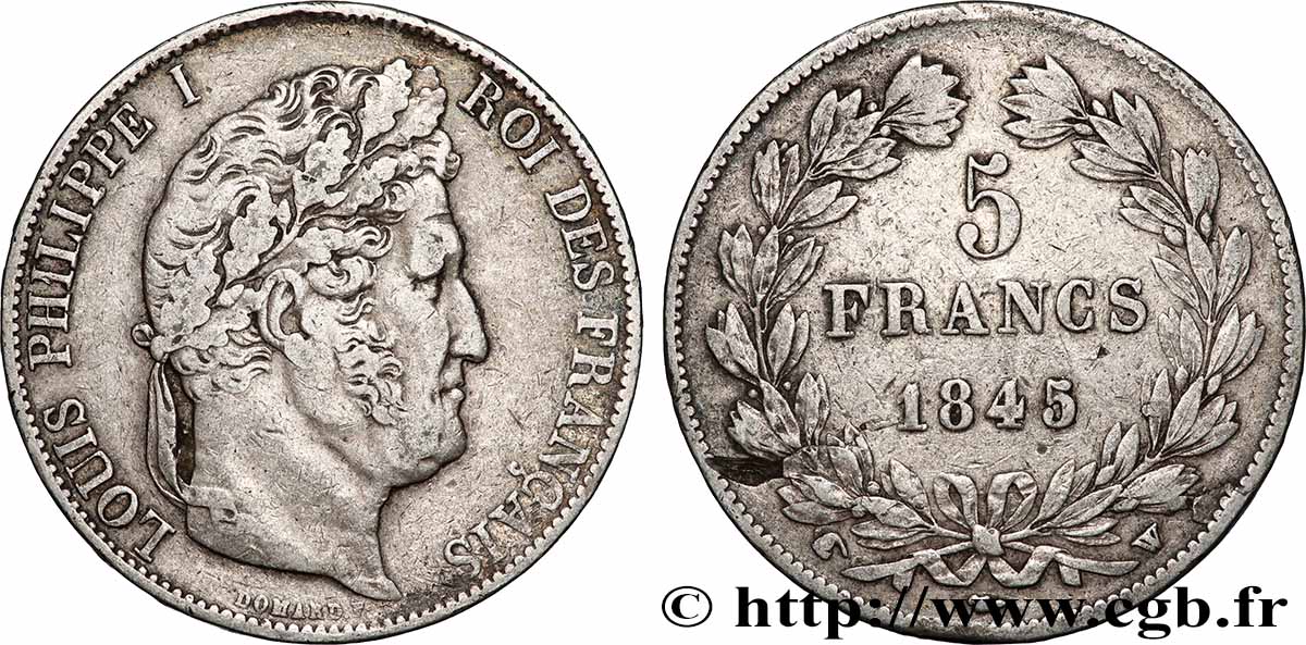5 francs IIIe type Domard 1845 Lille F.325/9 TB+