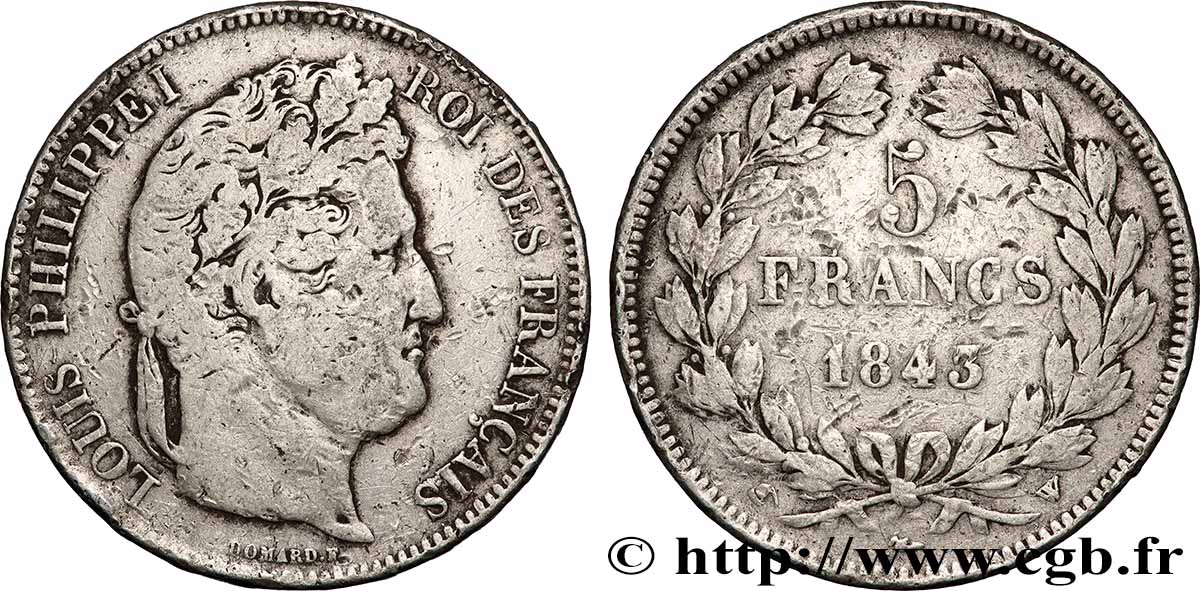 5 francs IIIe type Domard 1845 Lille F.325/9 B+