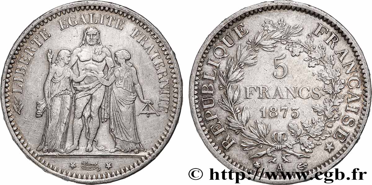 5 francs Hercule 1873 Paris F.334/9 TB+
