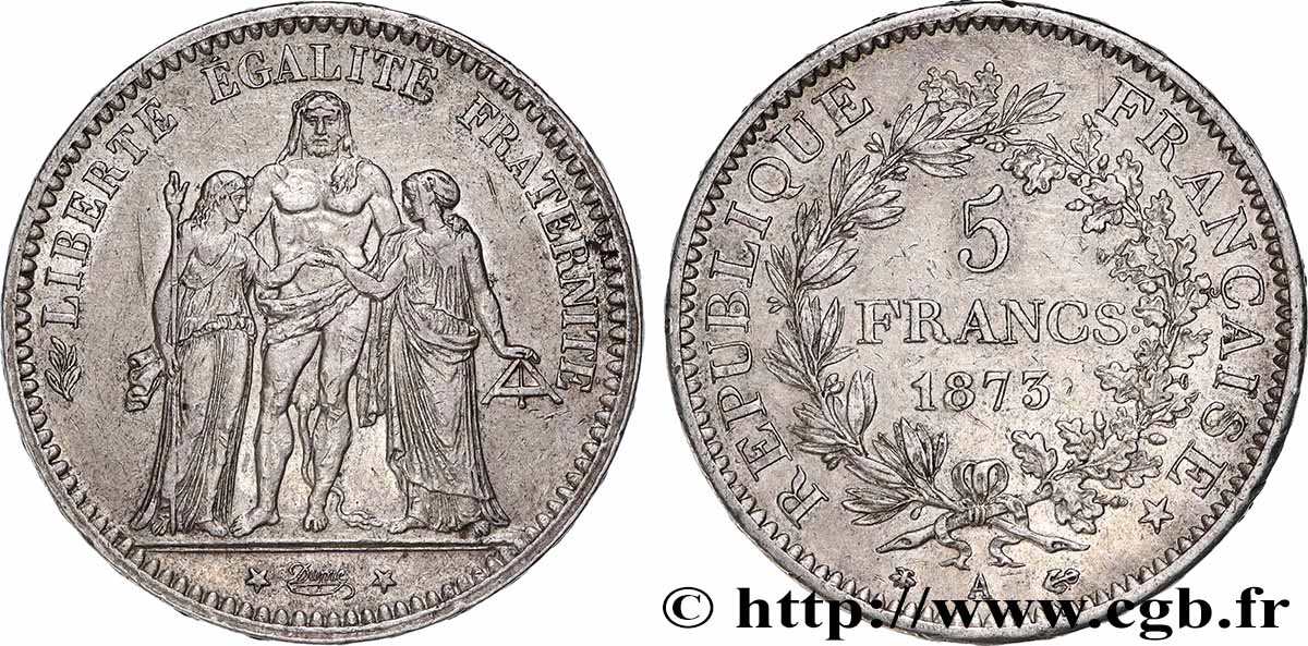5 francs Hercule 1873 Paris F.334/9 TTB