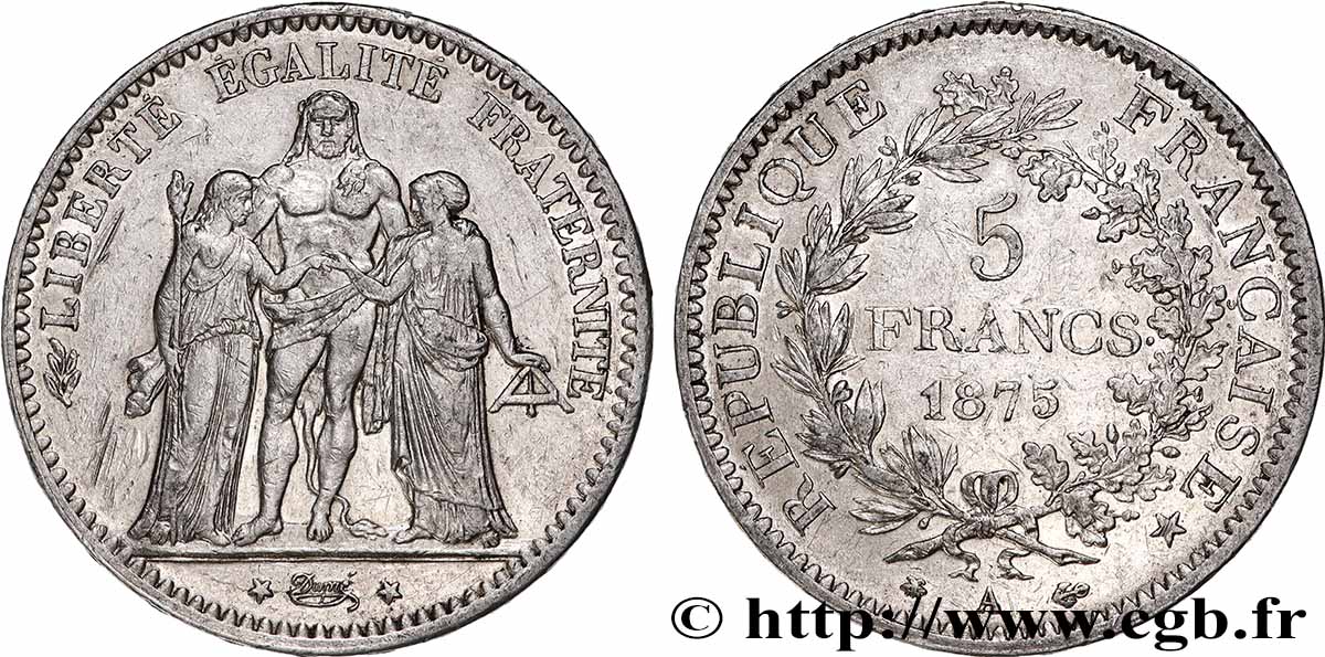 5 francs Hercule 1875 Paris F.334/14 TB+