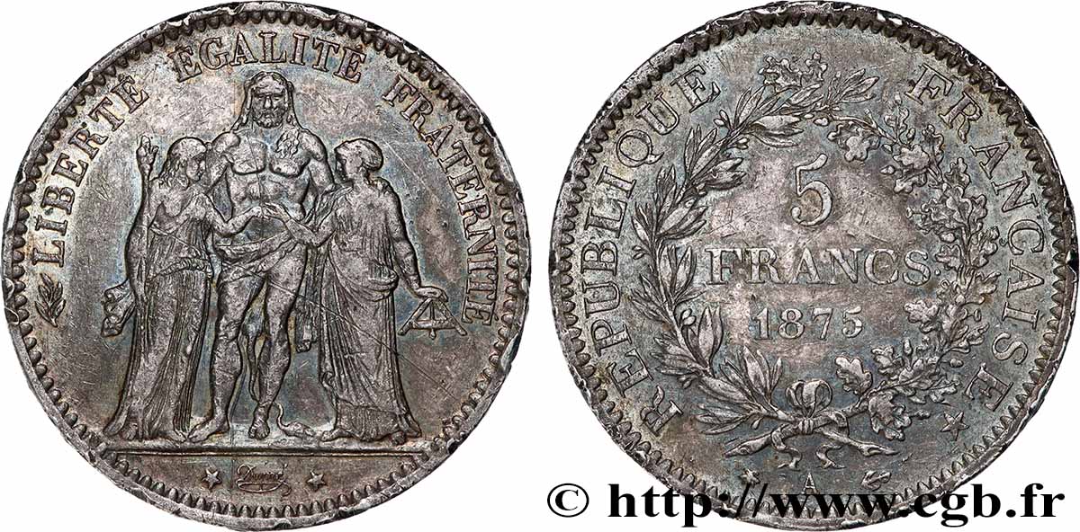 5 francs Hercule 1875 Paris F.334/14 TB+