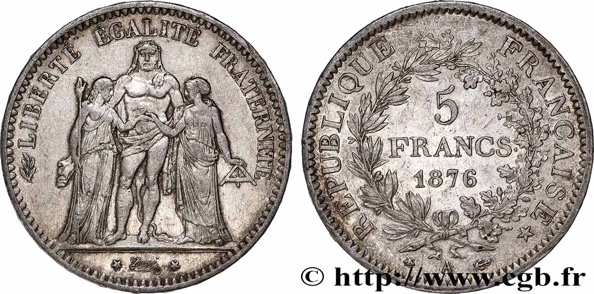 5 francs Hercule 1876 Paris F.334/17 TB+
