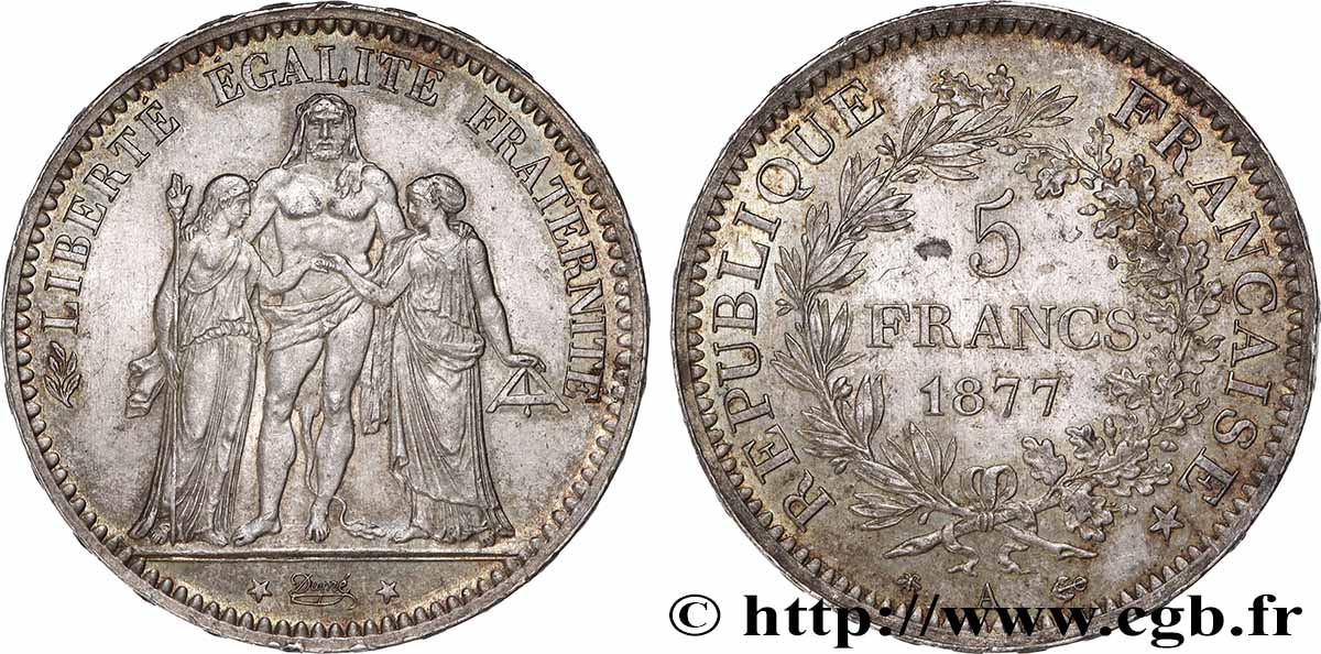 5 francs Hercule 1877 Paris F.334/19 TTB