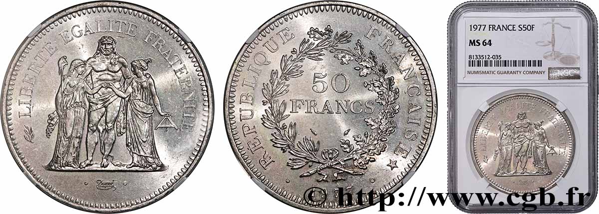 50 francs Hercule 1977 F.427/5 MS64 NGC