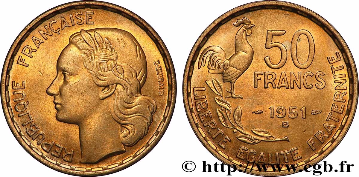 50 francs Guiraud 1951 Beaumont-Le-Roger F.425/6 SUP