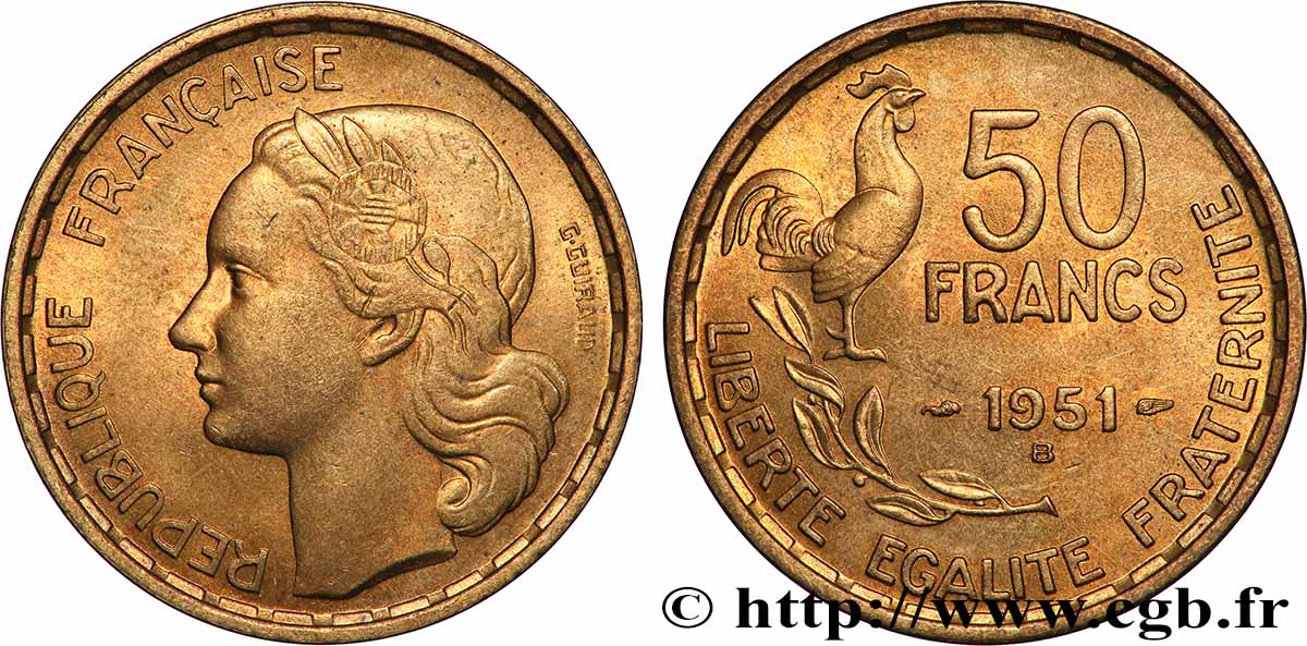 50 francs Guiraud 1951 Beaumont-Le-Roger F.425/6 AU