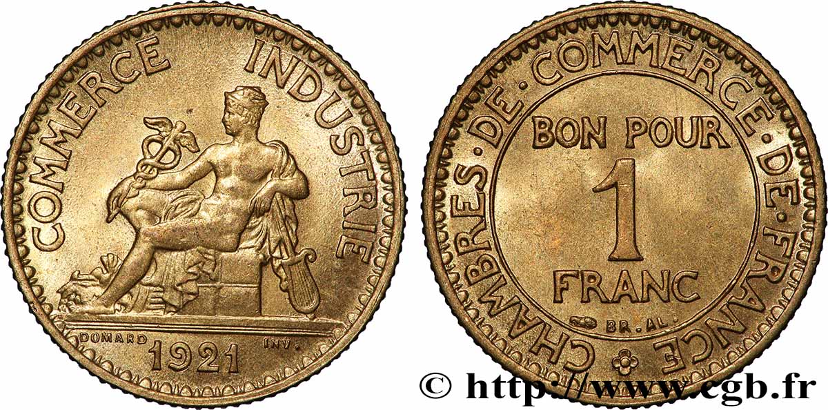 1 franc Chambres de Commerce 1921 Paris F.218/3 TTB+