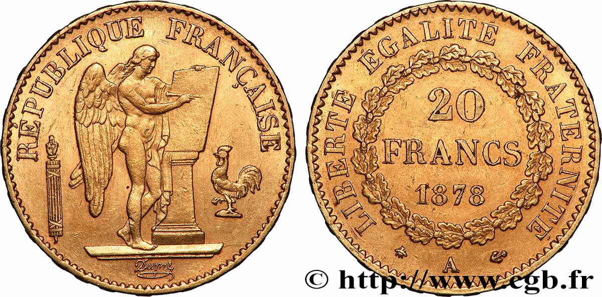 20 francs génie, Troisième république 1878 Paris F.533/6 AU