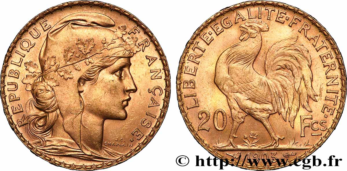 20 francs or Coq, Dieu protège la France 1903 Paris F.534/8 TTB+