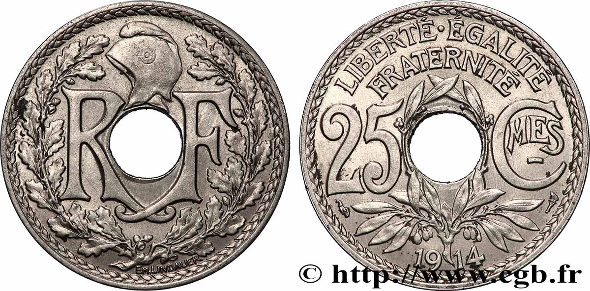 25 centimes Lindauer, Cmes souligné 1914 F.170/2 TTB+