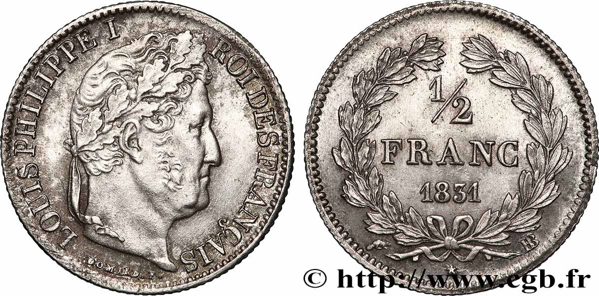 1/2 franc Louis-Philippe 1831 Strasbourg F.182/3 SPL61