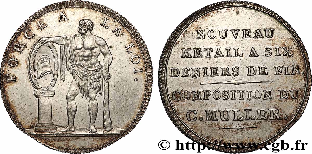 Essai de monnaie de Muller 1795 Hennin701 p. 484 et pl. 70 SUP