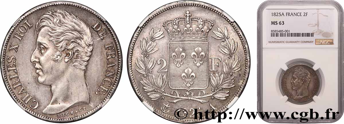 2 francs Charles X 1825 Paris F.258/1 SPL63 NGC