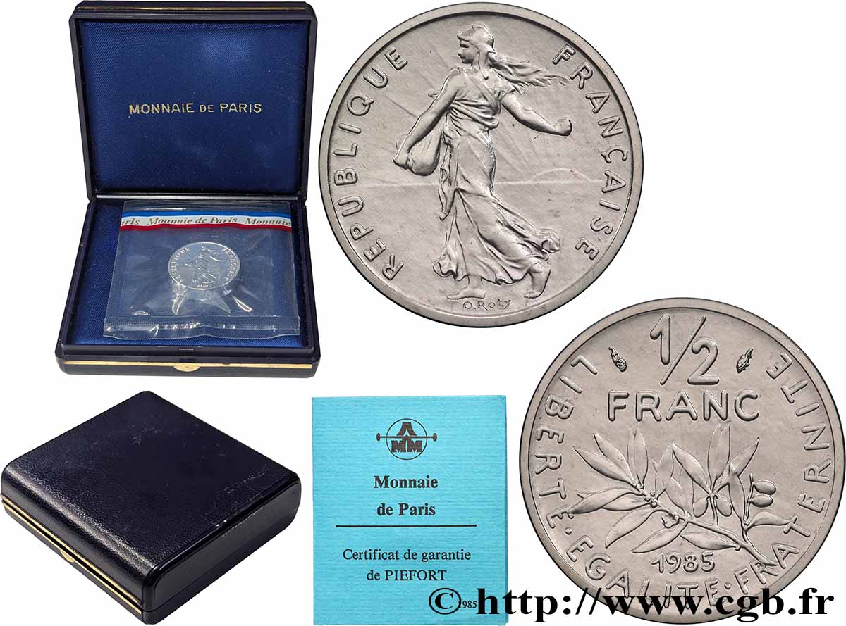 Piéfort Argent de 1/2 franc Semeuse 1985 Pessac GEM.91 P2 ST