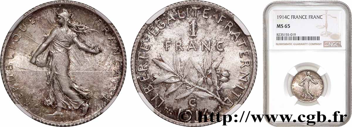 1 franc Semeuse 1914 Castelsarrasin F.217/20 FDC65 NGC