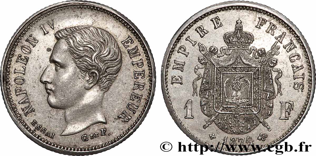 Essai de 1 franc 1874 Bruxelles VG.3762 SUP