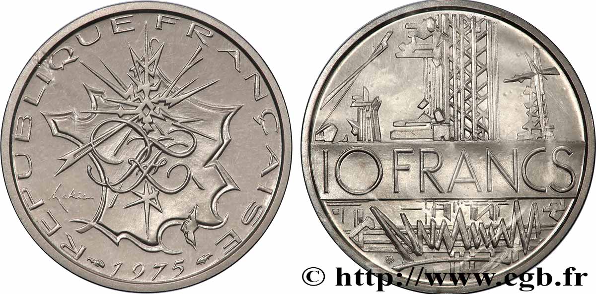 Piéfort Argent de 10 francs Mathieu 1975 Pessac GEM.186 P2 MS