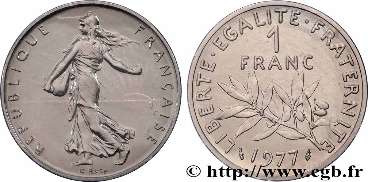 Piéfort Nickel de 1 franc Semeuse 1977 Pessac GEM.104 P1 FDC